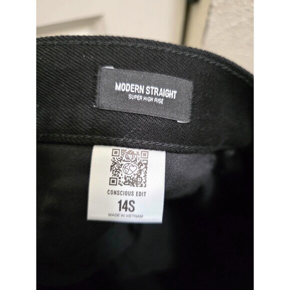 Express Womens Modern Straight Super High Rise Distressed Black Jeans Size 14S C - Picture 11 of 11